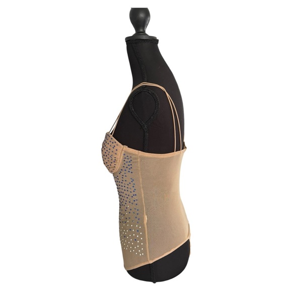 Haute Monde Rhinestone Thong Body Suite Womens Medium Nude Swiftie Festival Rave - Picture 3 of 16